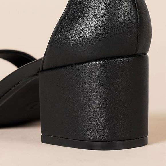 Amazon Essentials Size 9.5 Sandals Black Block Heel Adjustable Ankle Strap - Picture 9 of 11